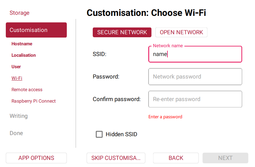Ekran SSID i hasła Wi-Fi