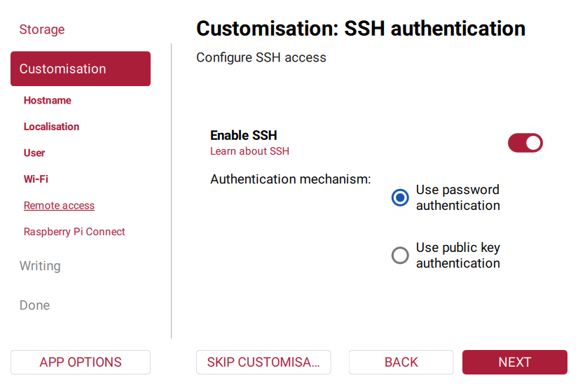 Włączone SSH z logowaniem hasłem