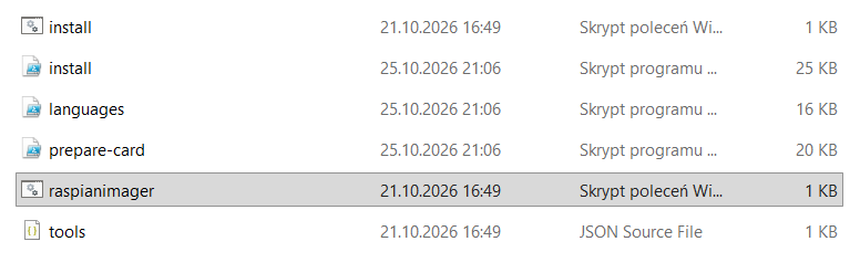 Folder Windows z zaznaczonym plikiem raspianimager